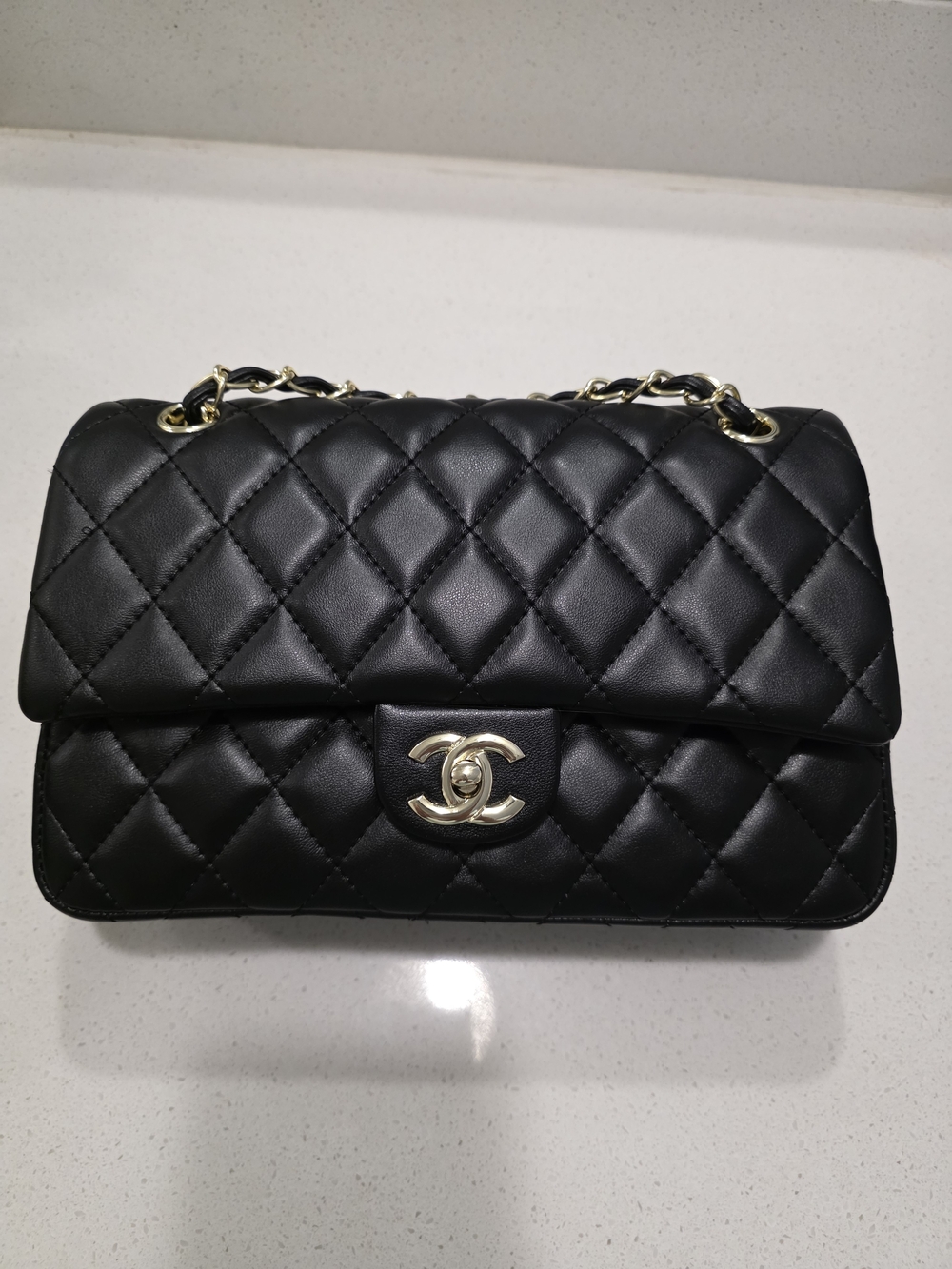 Quilted  Classic Medium Bag in Black